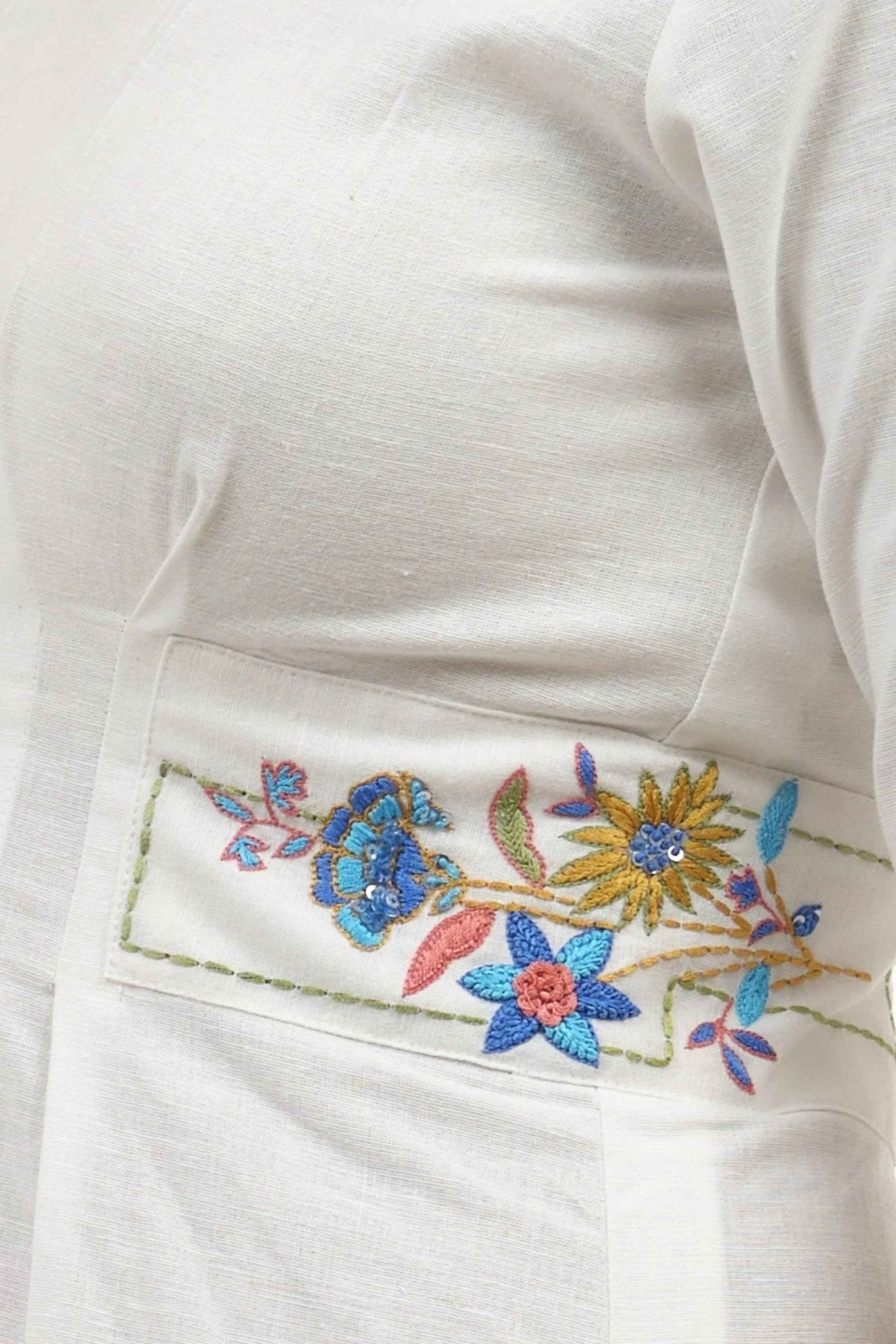 White Linen A - Line Dress – Embroidered Summer Outfit